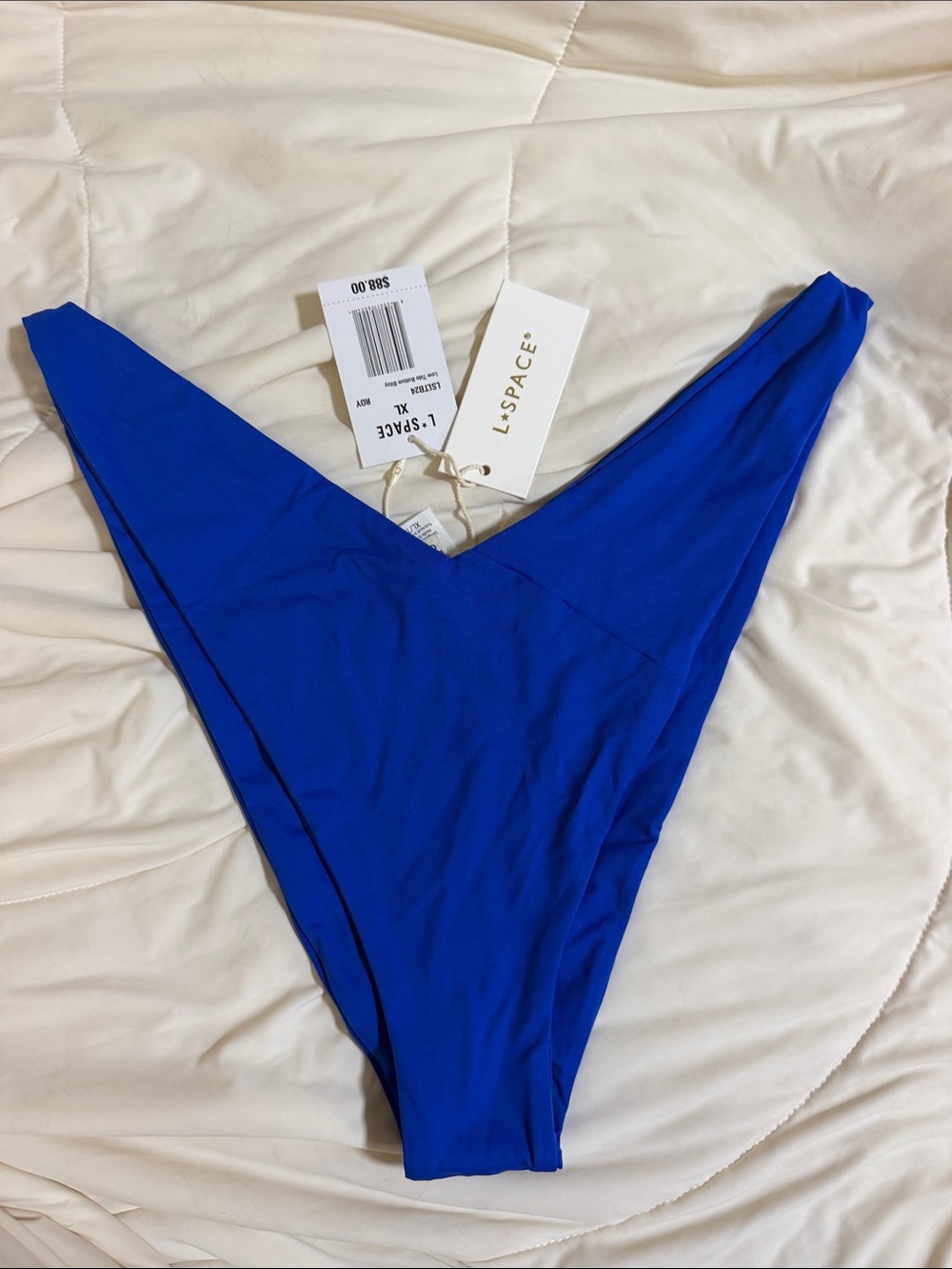 l*space Cobalt Blue V-Front High-Cut Bikini Bottom XL